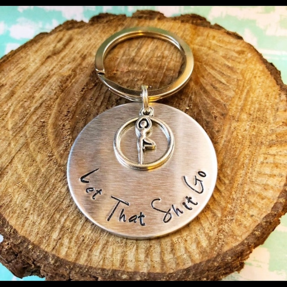 🆕 Let That Sh*t Go Handstamped Yoga Breathe Keychain